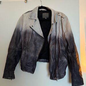 Muubaa grey ombre genuine leather jacket size 10